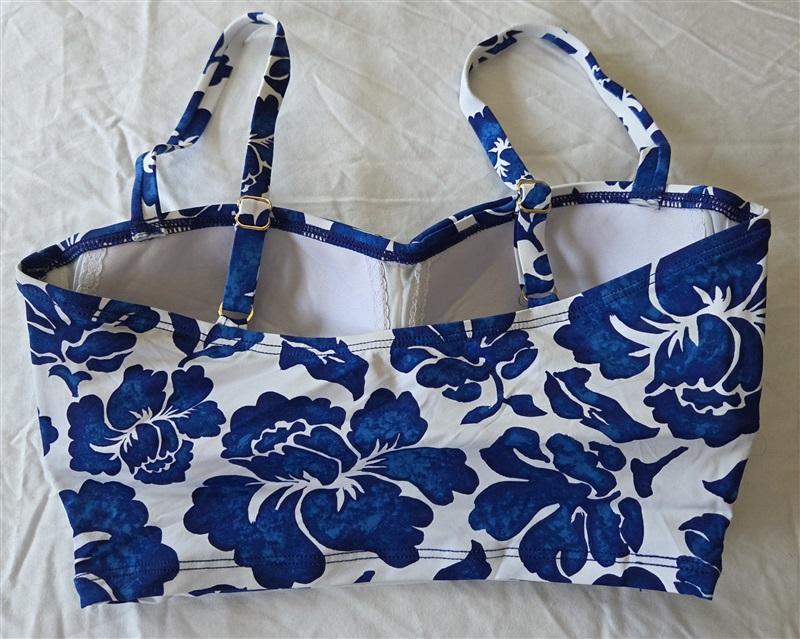 NWOT Ralph Lauren 6 Beach Club Floral Blue Longline Bikini Swim Top 133062