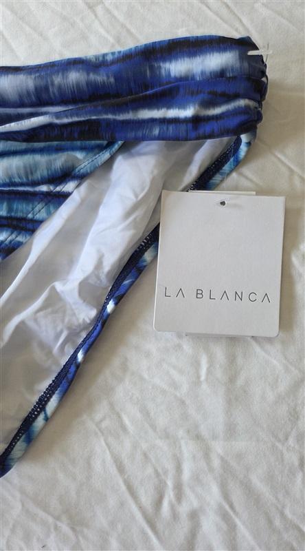 NWTD La Blanca Serene Stripe SZ 8 Blue Tie-Dye Banded Bikini Swim Bottom 133063