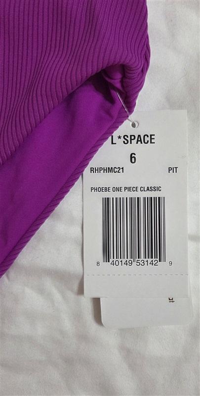 NWT L Space 8 PIT Ribbed Phoebe Cut Out Purple 1PC Swimsuit 133066