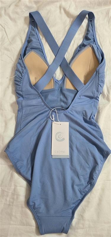 NWOT Calme S Blue Cross Back Malliot 1 Pc Swimsuit 133067
