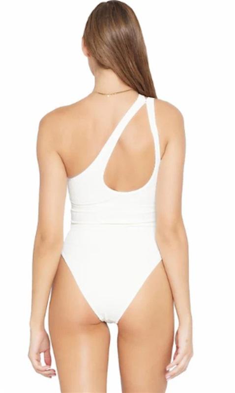NWOT L Space 12 Cream Ribbed Phoebe Cut Out 1PC Swimsuit 133070