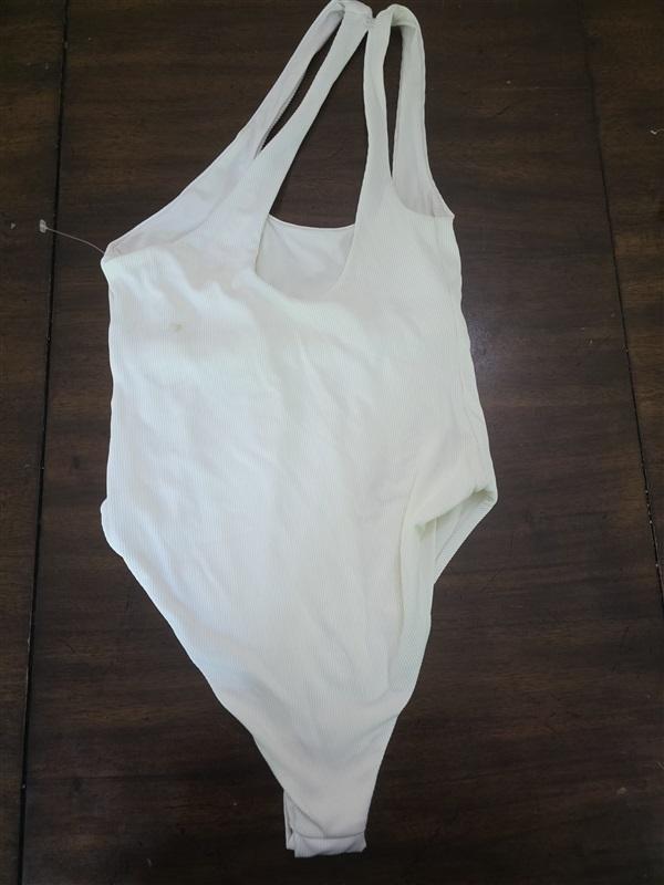 NWOT L Space 12 Cream Ribbed Phoebe Cut Out 1PC Swimsuit 133070