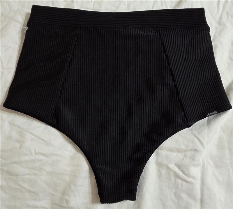 NWT Free People Le Buns 8 USA Swim Bikini Bottom Ribbed Black 133071