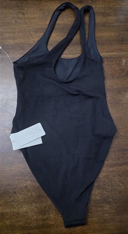 NWT L Space 4 Black Ribbed Phoebe Cut Out 1PC Swimsuit 1330756