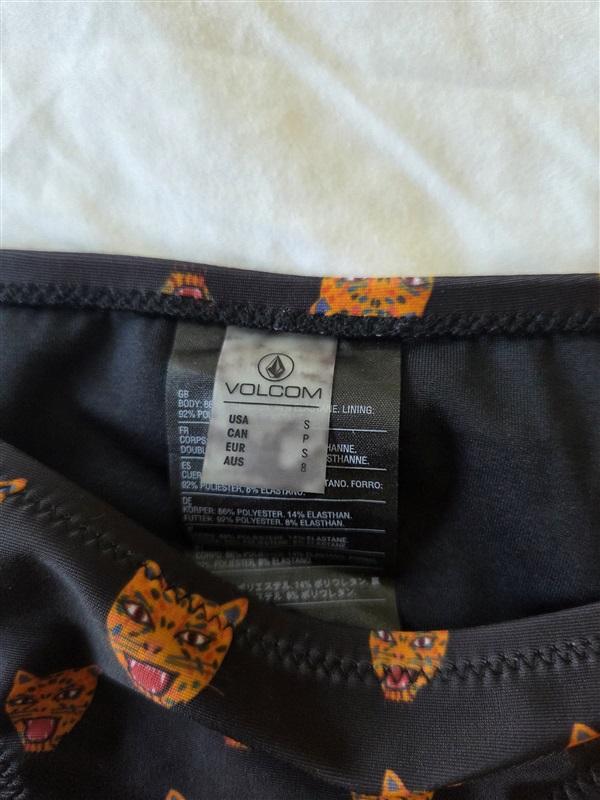 NWOT Volcom S Cheetah Jaguar Bikini Bottom Animal Print Black 133082