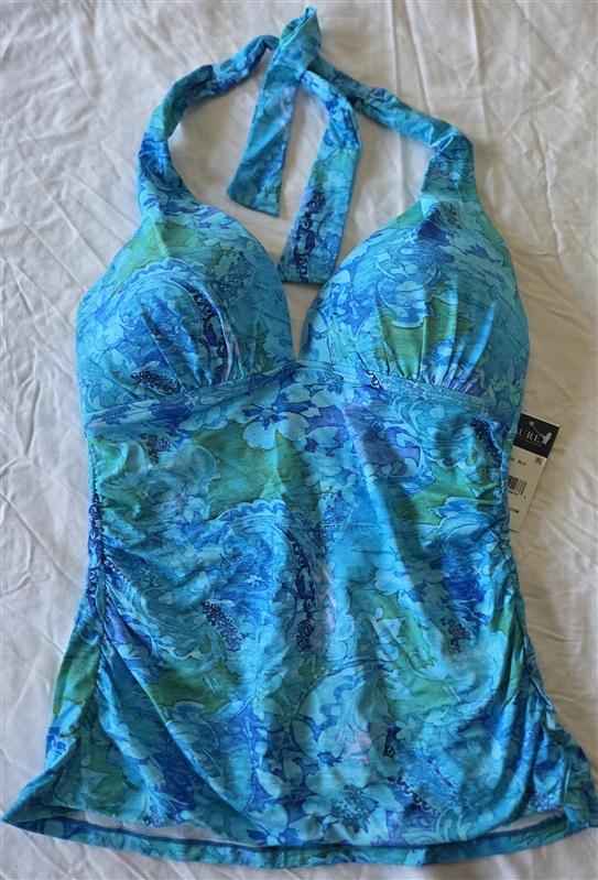 NWT Ralph Lauren 8 Oceanic Floral Batik Halter Swim Tankini Swimsuit Top 133083
