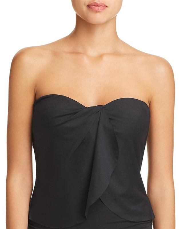 NWT Vince Camuto Black Draped S Bandeau Tankini Swim Top Green 133084