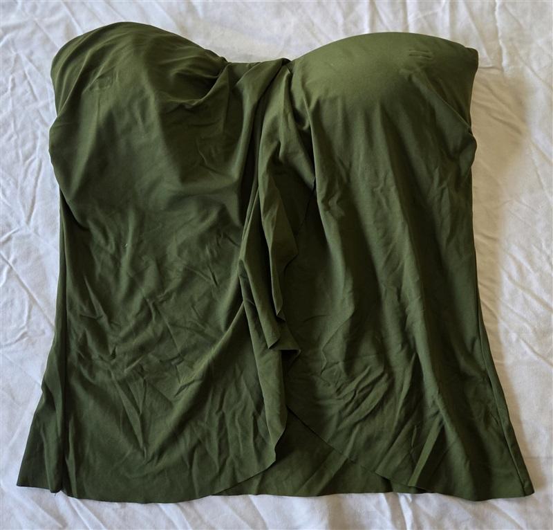 NWT Vince Camuto Black Draped S Bandeau Tankini Swim Top Green 133084