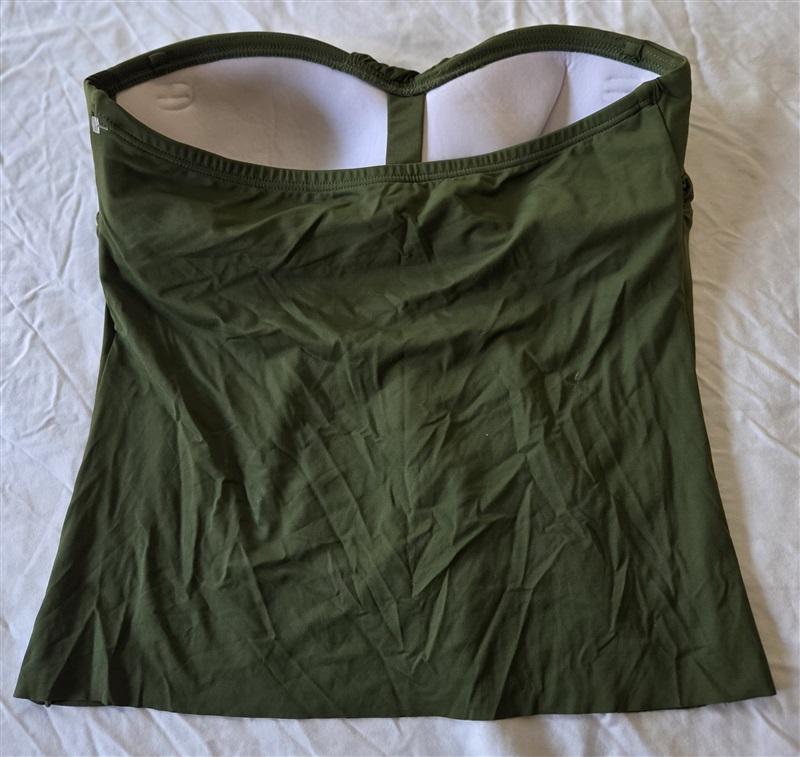 NWT Vince Camuto Black Draped S Bandeau Tankini Swim Top Green 133084