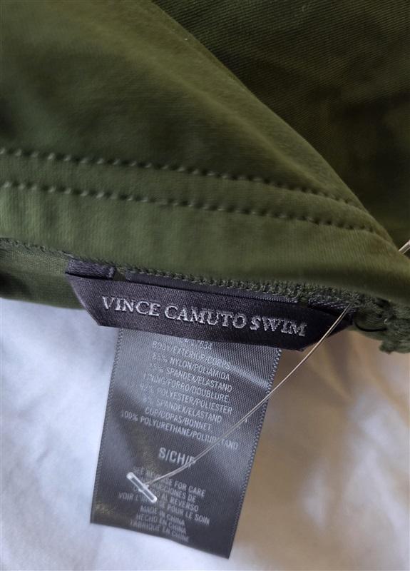 NWT Vince Camuto Black Draped S Bandeau Tankini Swim Top Green 133084