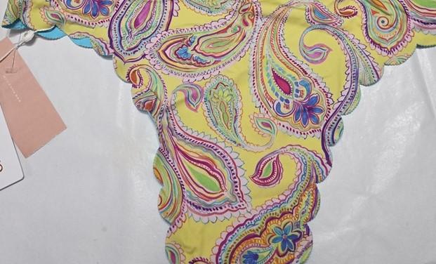 NWT Pilyq S Bahia Reversible Wave Yellow Paisley Bikini Swim Bottom 133085