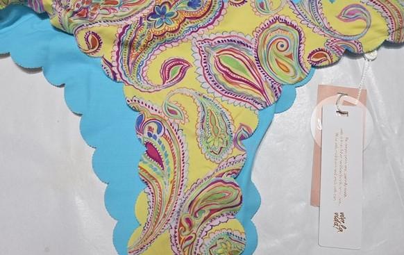 NWT Pilyq S Bahia Reversible Wave Yellow Paisley Bikini Swim Bottom 133085