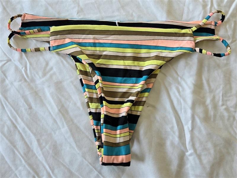 NWOT Volcom Simply Striped S Cheeky Strappy Bikini Swim Bottom 133086