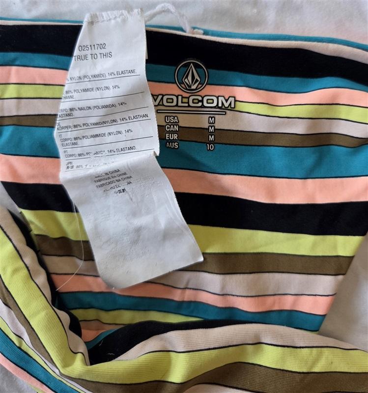 NWOT Volcom Simply Striped S Cheeky Strappy Bikini Swim Bottom 133086