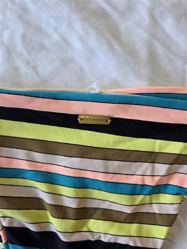 NWOT Volcom Simply Striped S Cheeky Strappy Bikini Swim Bottom 133086