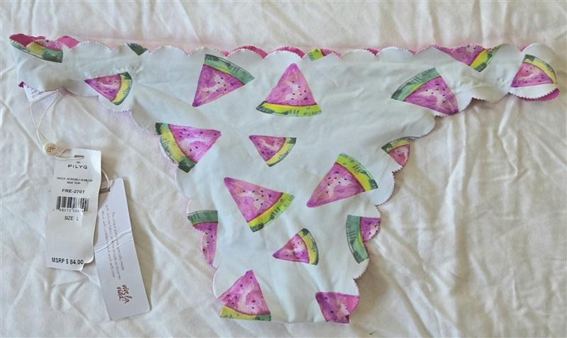 NWT Pilyq Watermelon L Scallop Scoop Bikini Swim Bottom Reversible 133093