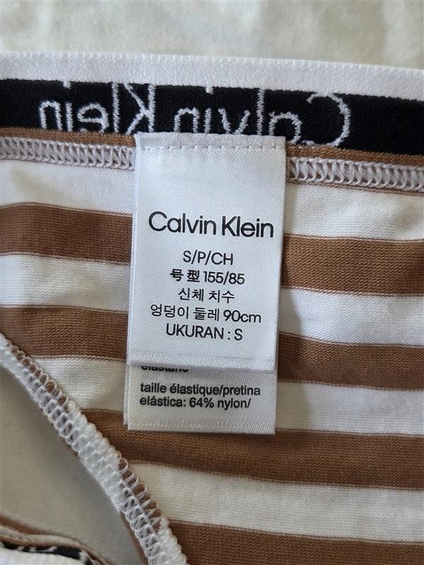 NWOT Calvin Klein Logo S Cotton Thong QD3587 Stripe 133095