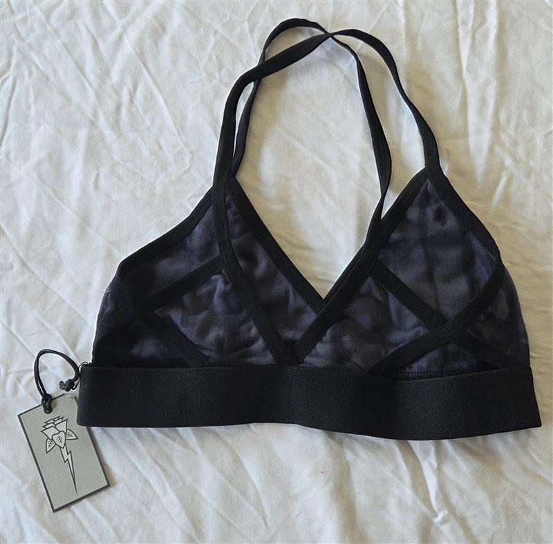 NWT Electric & Rose XS Tie Dye Triangle Bralette Black Gray 133099