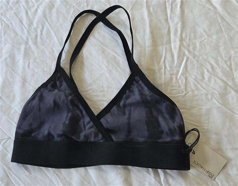 NWT Electric & Rose XS Tie Dye Triangle Bralette Black Gray 133099