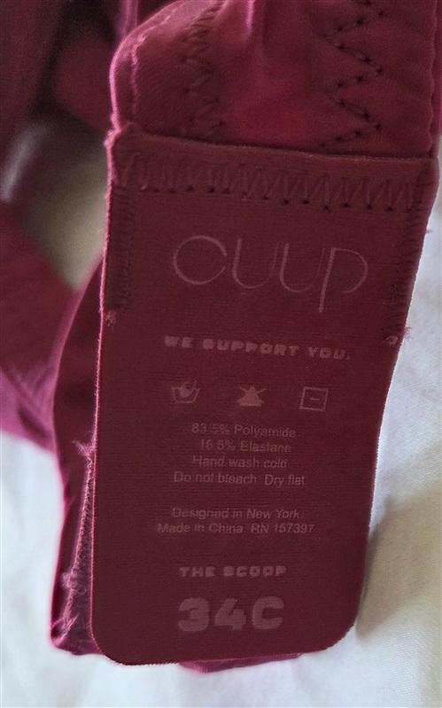 NWOT CUUP 34C The Scoop Berry Pink Microfiber Underwire Bra 133102