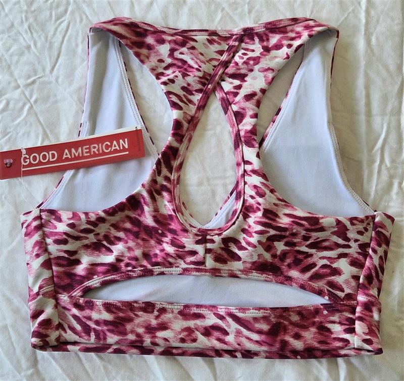 NWOT Good American Small Pink Animal Cheetah Print Sports Bra 133103