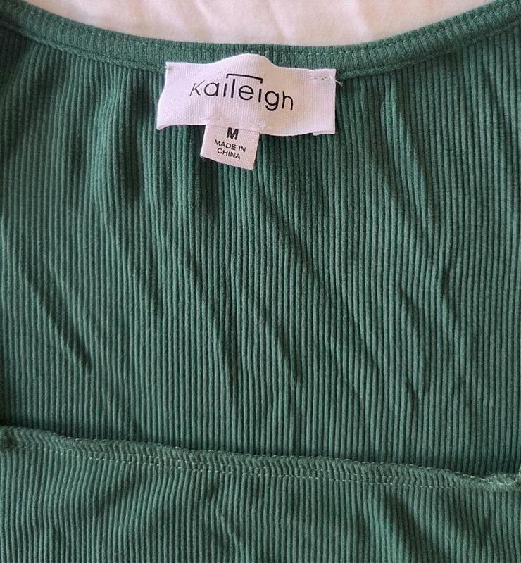 NWOT Kaileigh M Scoop Neck Bodysuit Green Ribbed 133106
