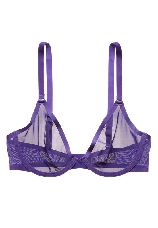 NWOT CUUP 32E The Plunge Mesh Purple Sheer Underwire Bra 133110