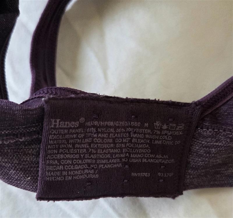 NWOT Hanes M CustomFlex Fit Fuller Covage Wirefree Bra HU08 Purple 133112