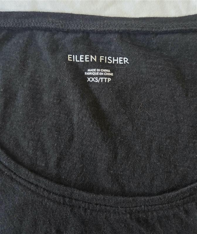 PO Eileen Fisher XXS Organic Cotton Scoop Neck Tank Black 133115