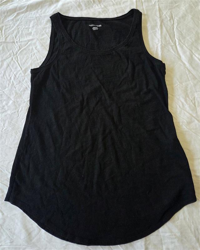 PO Eileen Fisher XXS Organic Cotton Scoop Neck Tank Black 133115