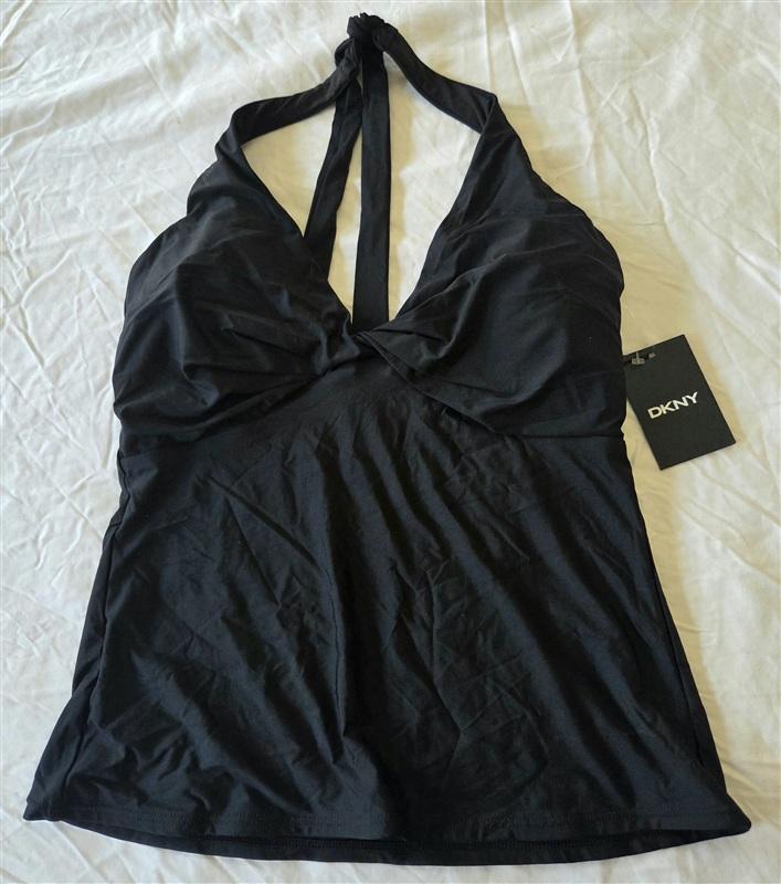 NWOT DKNY M UV Protection Black Tankini Halter Top 133116