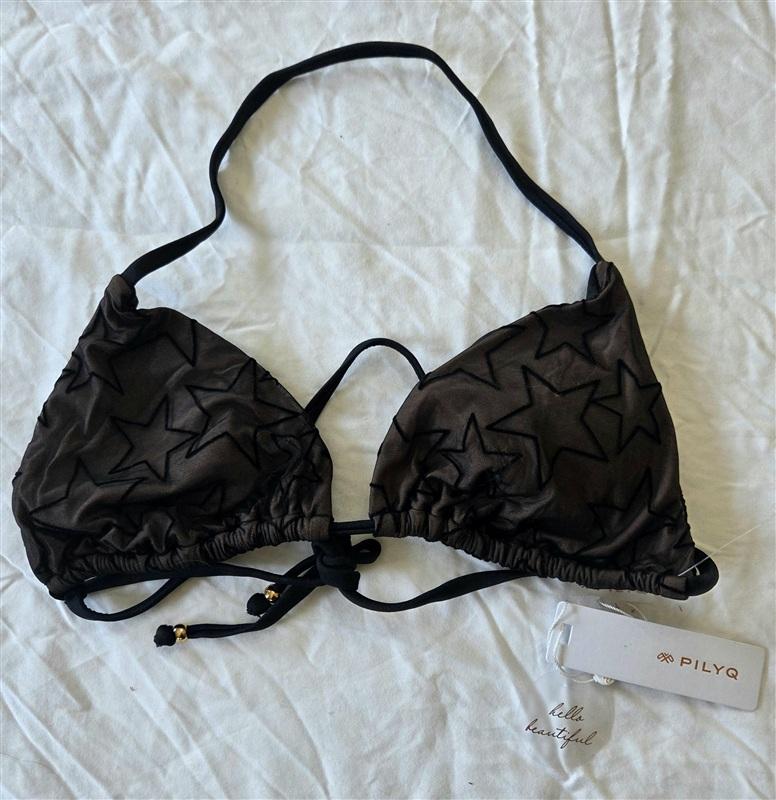 NWT Pilyq Starlight L Sheer Stars Triangle Bikini Swim Top 133119