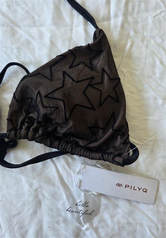 NWT Pilyq Starlight L Sheer Stars Triangle Bikini Swim Top 133119