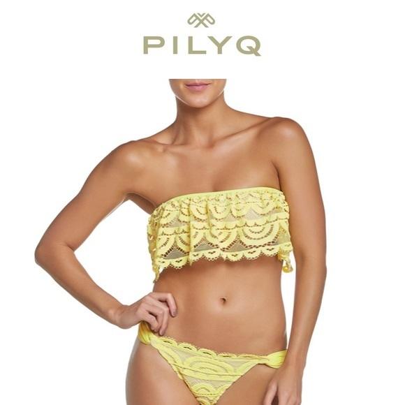 NWT PIlyq D WaterLily Lace Flutter Bandeau Bikini Bottom Swim 133121