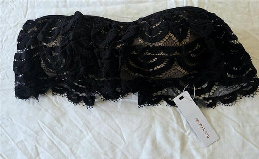 NWT PIlyq D WaterLily Lace Flutter Bandeau Bikini Bottom Swim 133121