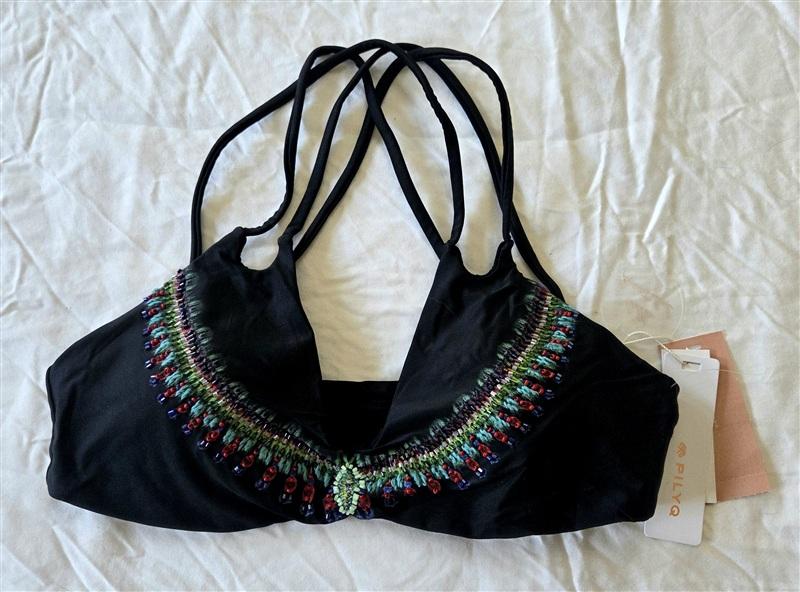 NWT Pilyq L Utopia Nile Embroidered Beaded Bralette Bikini Swim Top 133124
