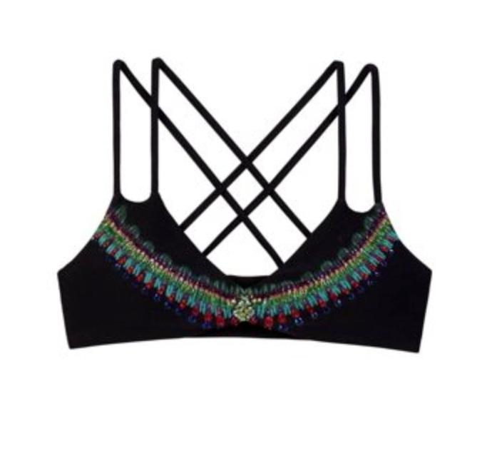 NWT Pilyq L Utopia Nile Embroidered Beaded Bralette Bikini Swim Top 133124