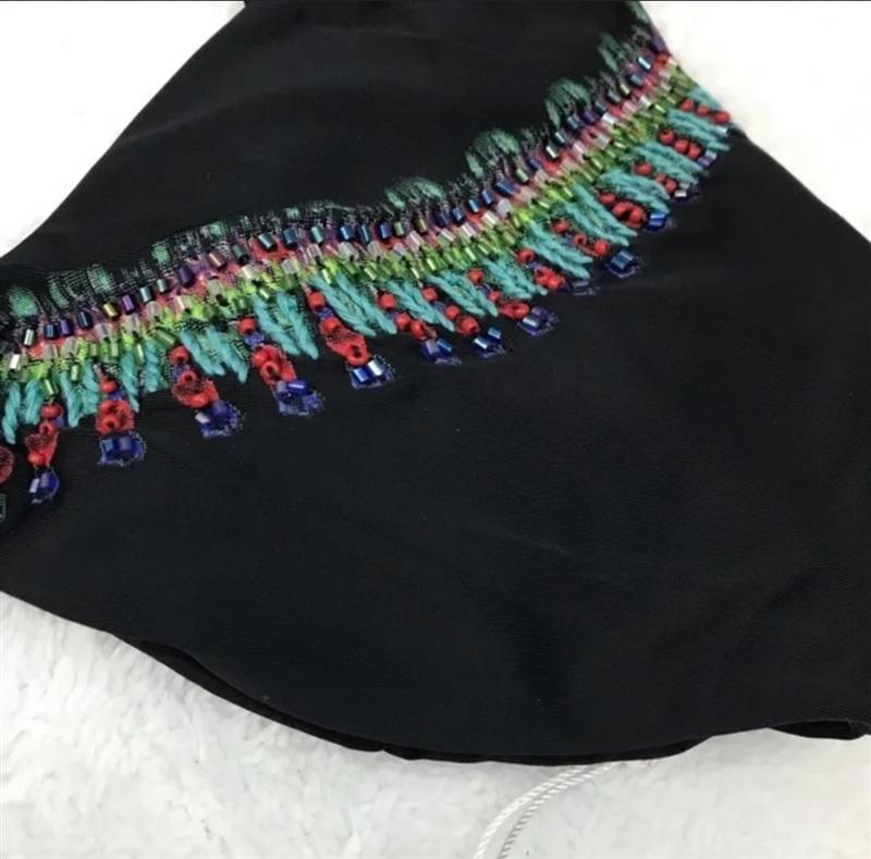 NWT Pilyq L Utopia Nile Embroidered Beaded Bralette Bikini Swim Top 133124