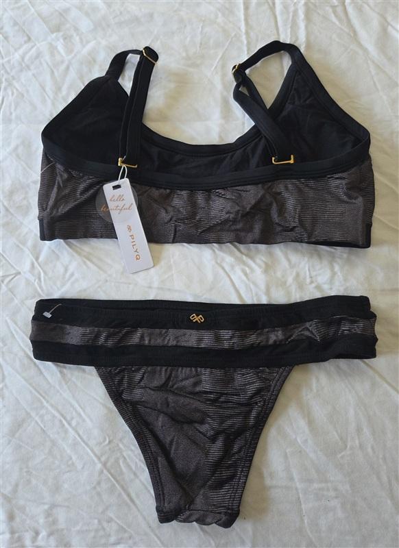 NWT Pilyq Cadillac Color Blocked Bikini swim top L & Bottom Sm 133125