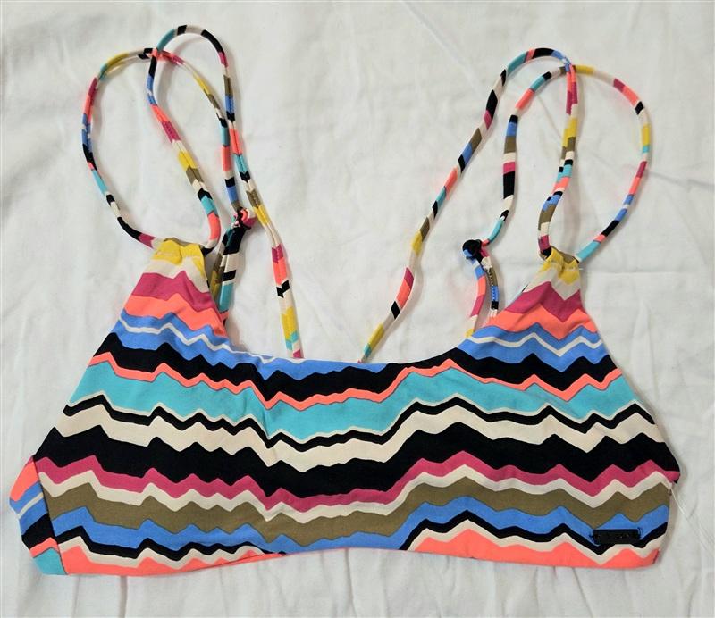 NWOT Volcom XS ZIg Zag Stripe Racerback Bikini Swim Top 133127