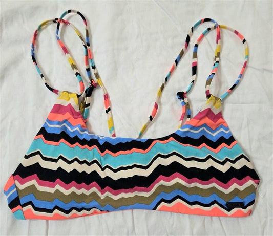 NWOT Volcom XS ZIg Zag Stripe Racerback Bikini Swim Top 133127