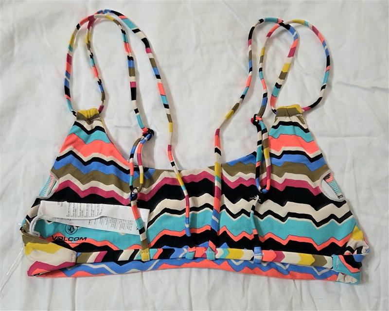 NWOT Volcom XS ZIg Zag Stripe Racerback Bikini Swim Top 133127