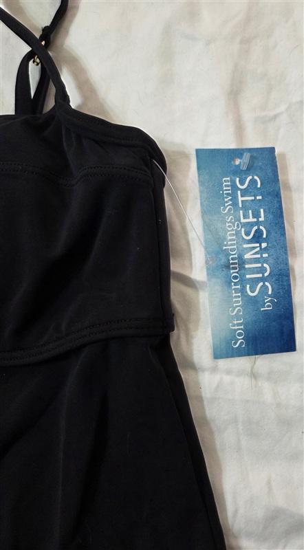 NWT Soft Surroundings Sunset M Tankini Top Solid Black 133128