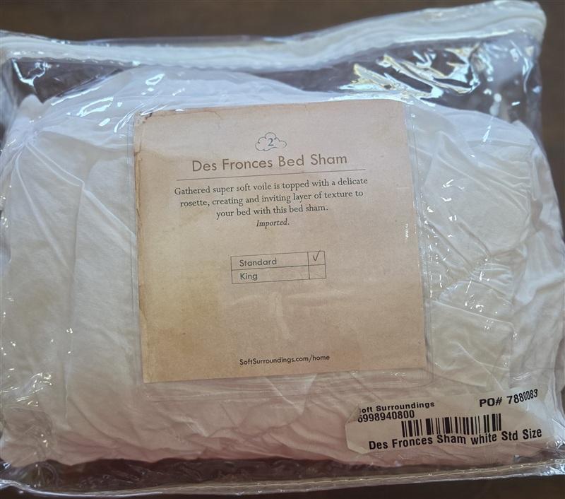 NWOT Soft Surroundings Des Fronces Lombardi Smocked Sham Standard White 133135