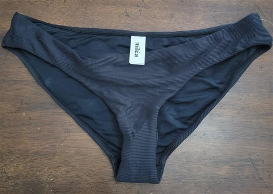 NWOT Milea 10 Mini Rib Mid Rise Bikini Swim Bottom Black 133185