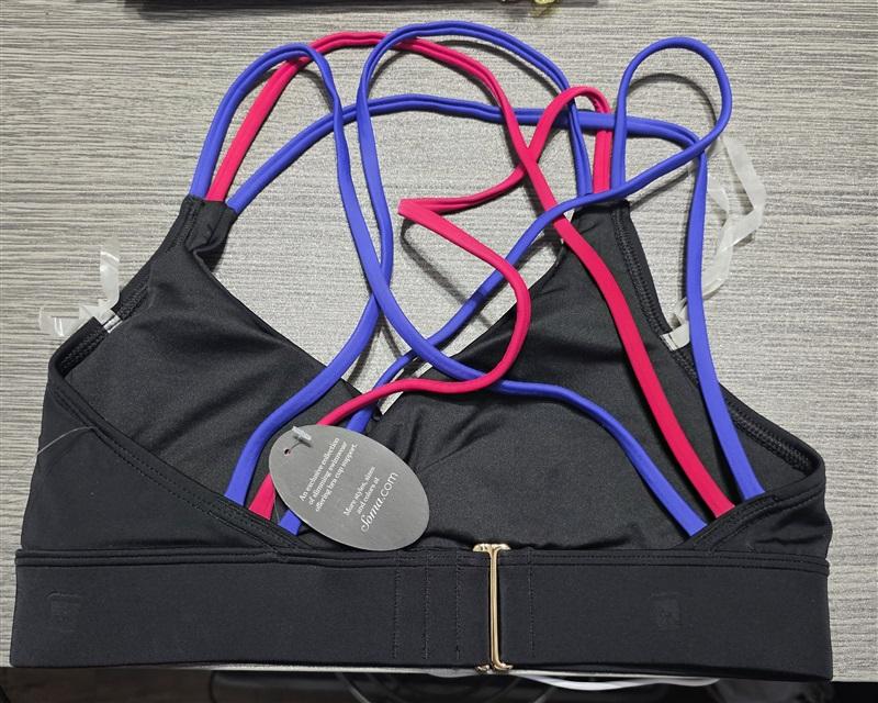 NWOT Soma L Strappy Back Bra Top Bikini Swim Black Pink Blue 133186