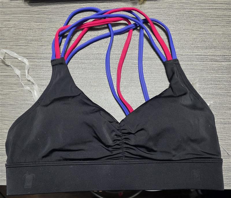 NWOT Soma L Strappy Back Bra Top Bikini Swim Black Pink Blue 133186