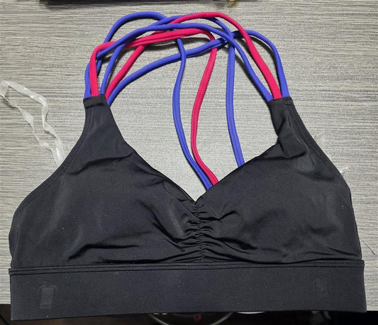 NWOT Soma L Strappy Back Bra Top Bikini Swim Black Pink Blue 133186