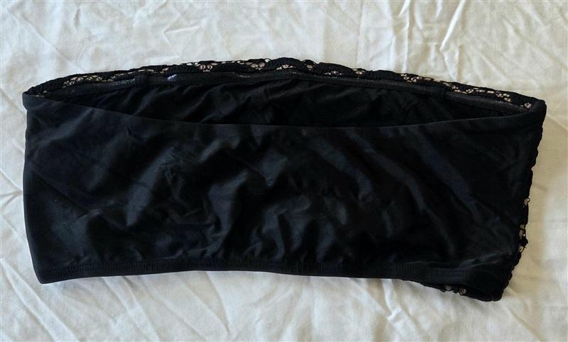 NWOT PIlyq Waterlily Lace L Bandeau Top Bikini Swim Black 133187
