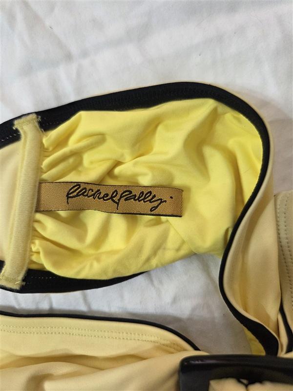 NWT Rachel Pally S Sardinia Yellow Black Buckle Bandeau Bikini Swim Top 133188
